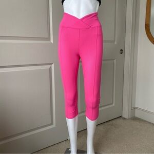 Year Of Ours V Waist Ribbed Capri, Color Hot Pink, Size S